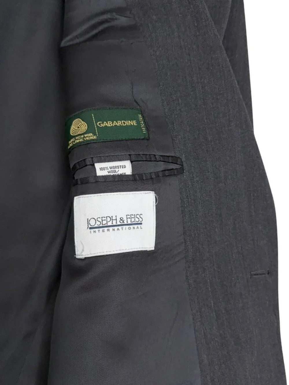 JOSEPH & FEISS SUIT Vintage WORSTED WOOL Grey Blazer Pants Mens 44R